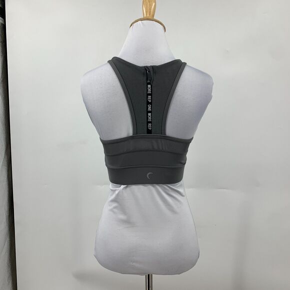 Zyia Active Sports Bra Womens Small Gray Mesh Panel Racerback Zip Back Longline - Picture 6 of 14